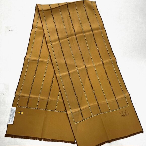 VGT  GUCCI Collection Scarf 00% Silk Satin 48"x  10 " Brown  Olive HandRoll (35) - Picture 12 of 12